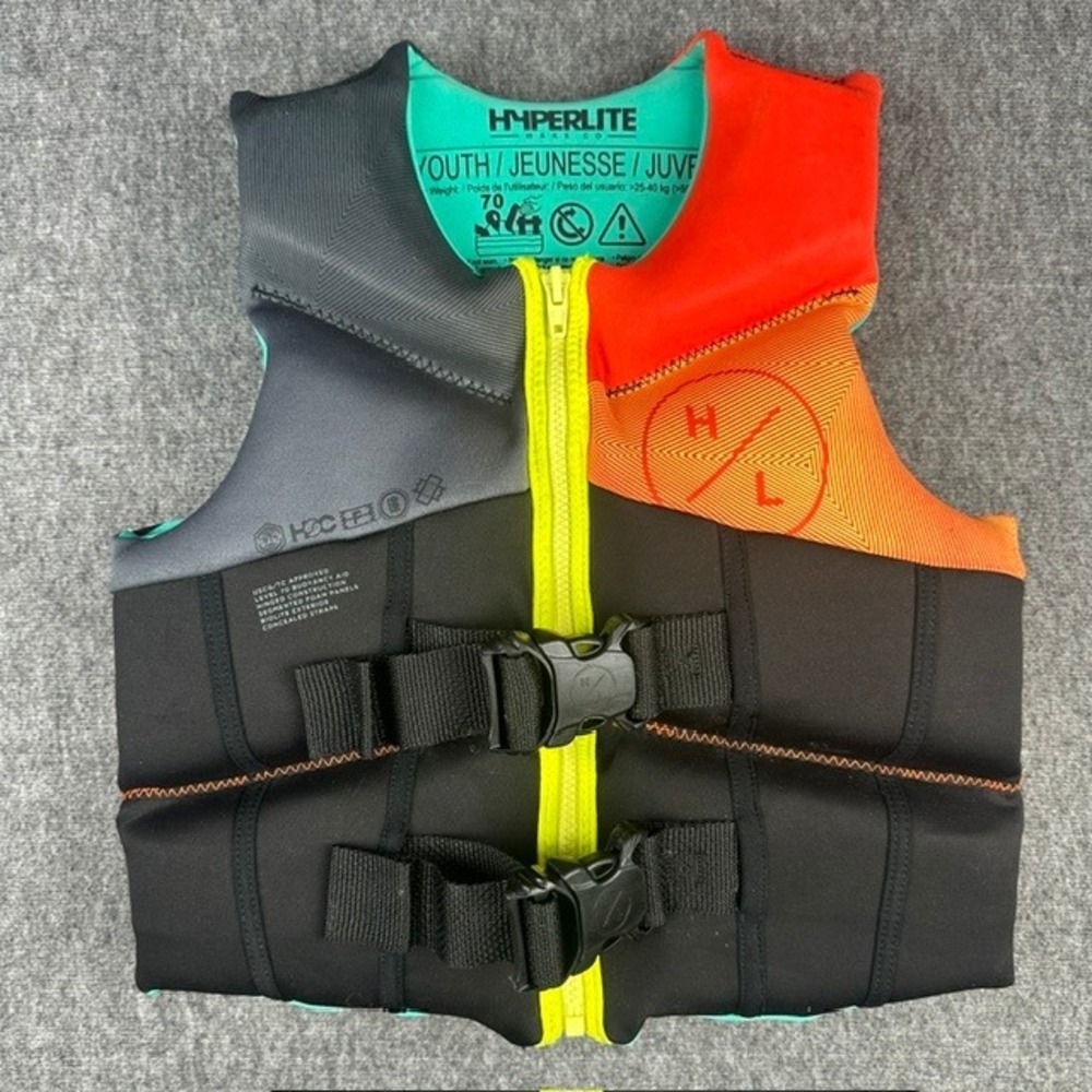 Hyperlite Youth Life Vest USCG Approved Multi-Color Biolite Jacket 55-88lb 3237